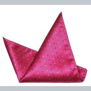 Eksel Pocket Square Pink Black Gray Polka Dot Silk Blend Men's